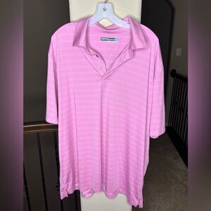 Roundtree & Yorke Performance Light Pink Striped Polo Size XXL